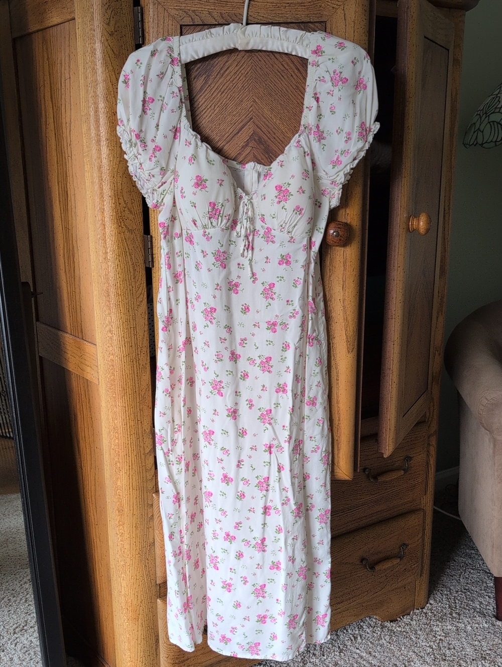 No Boundaries White Dress with Pink Floral Print